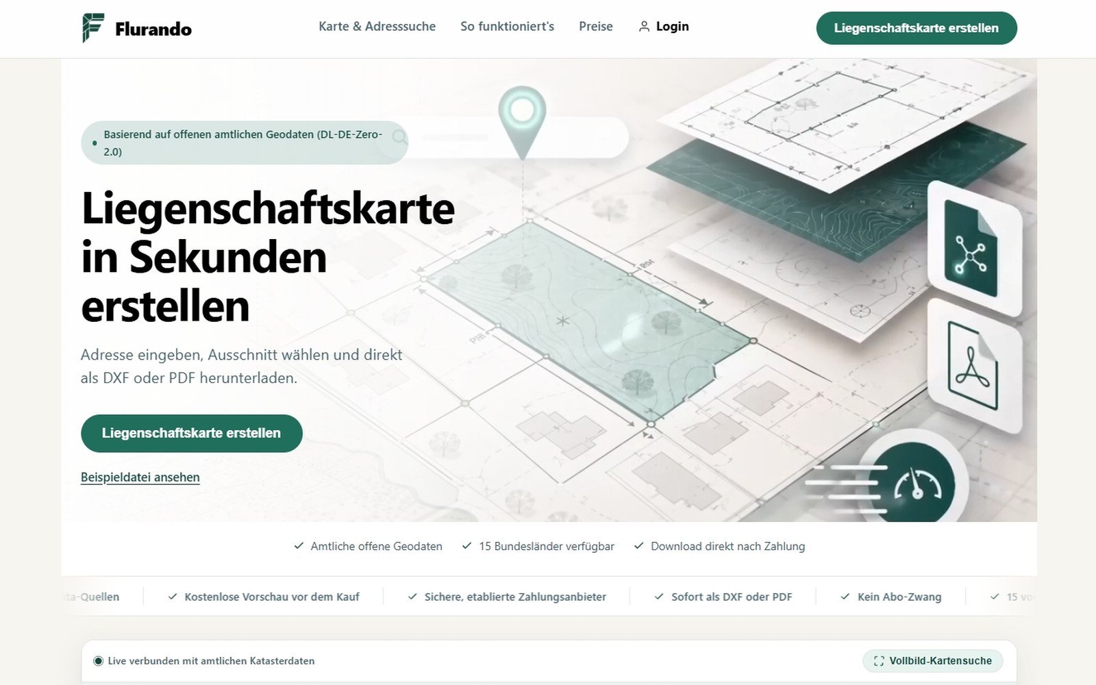 Screenshot der Website flurando.de