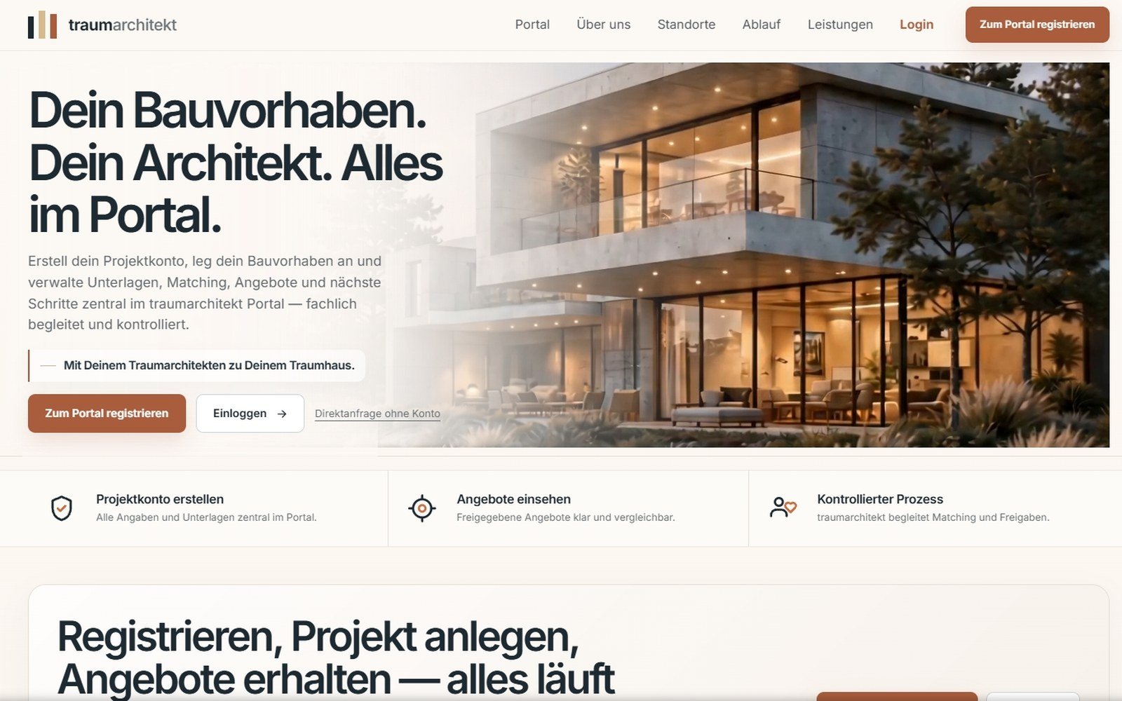 Screenshot der Website traumarchitekt.de